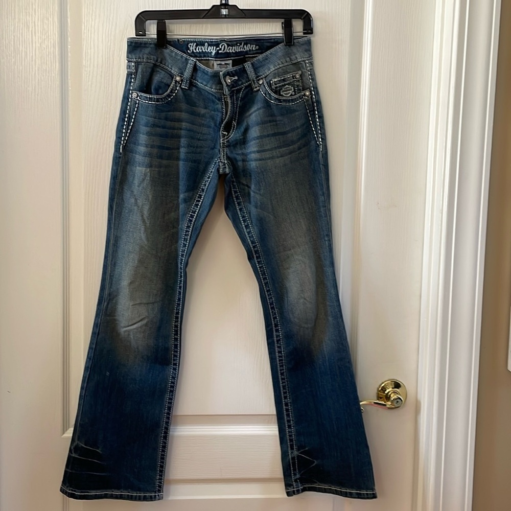 Harley Davidson size 4P curvy bootcut embellished wing mid rise jeans